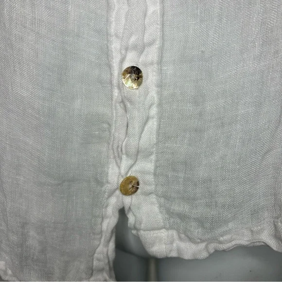 Banana Blue linen white asymmetrical top small Lagenlook oversized artsy boho - Picture 5 of 9